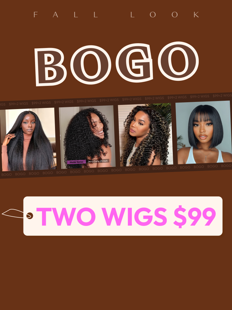 2 Wigs $99 for 16" Kinky Curly Lace and 10" Bob Wig