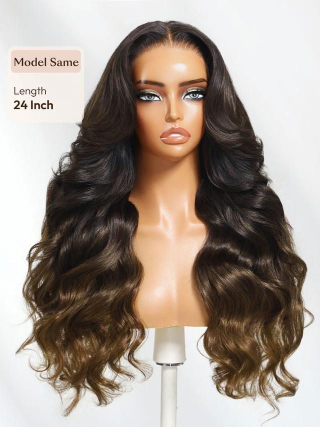 UNice 13x4 Pre-Everything™ Lace Frontal Coffee Brown Loose Wave Glueless Drawstring Wig with Layered Curtain Bangs