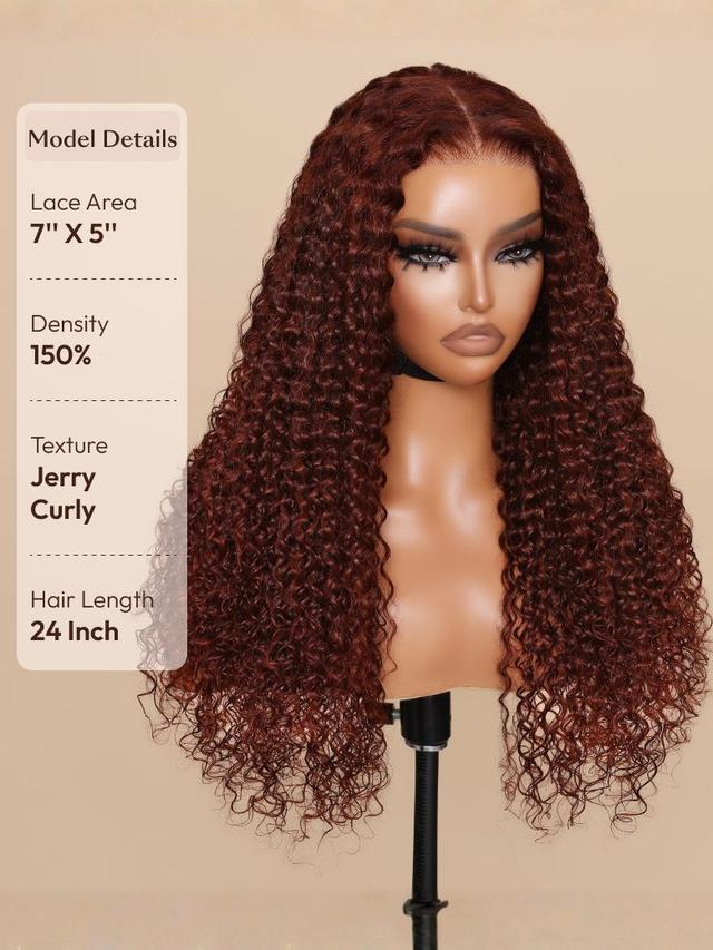 UNice 7x5 Bye-Bye Knots™ Wig Glueless Lace Sunset Jerry Curly & 13x4 Pre Everything Kinky Curly for Reddish Brown Drawstring Wig With Bleached Knots