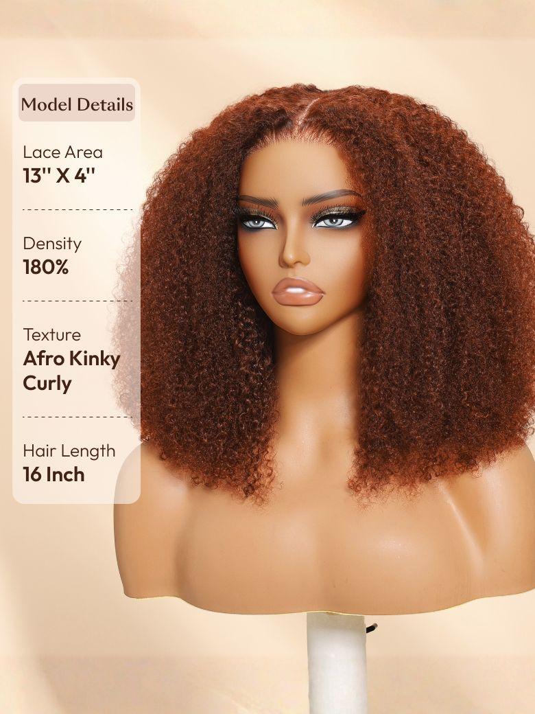 UNice 7x5 Bye-Bye Knots™ Wig Glueless Lace Sunset Jerry Curly & 13x4 Pre Everything Kinky Curly for Reddish Brown Drawstring Wig With Bleached Knots