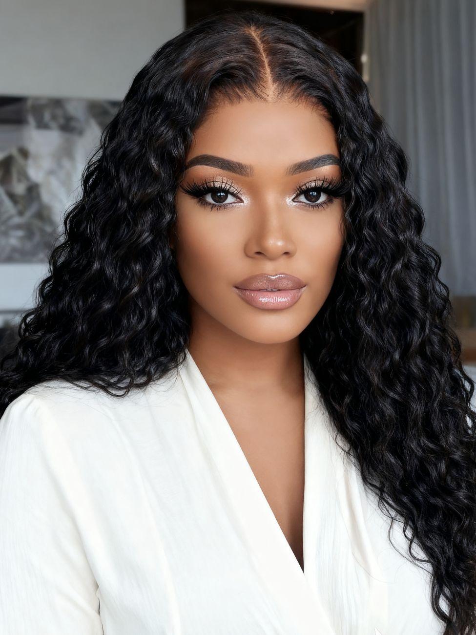 UNice EasiContour™ V Part Black to Chestnut Brown Jerry Curly Drawstring Wig