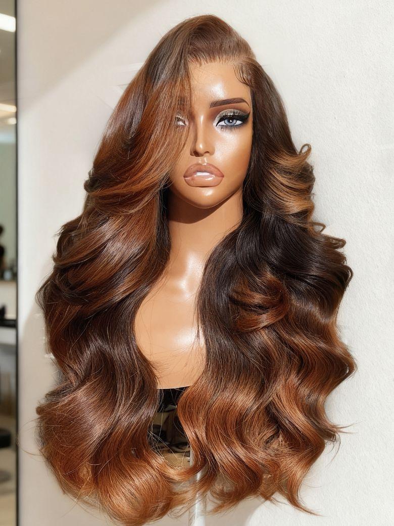 UNice 13x4 Pre-Everything™ Lace Frontal Auburn Ombre Loose Wave Side Part Drawstring Wig With Face Framing Layers