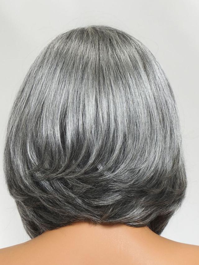 UNice 6.5x1.5 Lace Salt and Pepper Side Part Blowout Layered Bob Glueless Wig