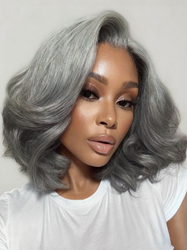 UNice 6.5x1.5 Lace Salt and Pepper Side Part Blowout Layered Bob Glueless Wig