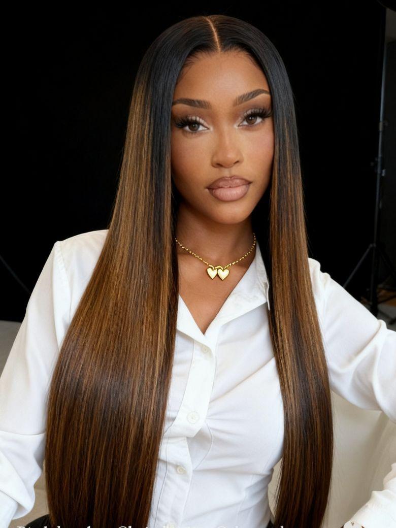 UNice 13x4 Pre-Everything™ Lace Frontal Balayage Highlights Yaki Straight Drawstring Wig