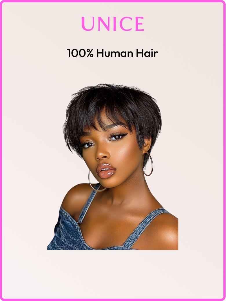 [Free Gift] UNice Natural Black Pixie Cut Wig