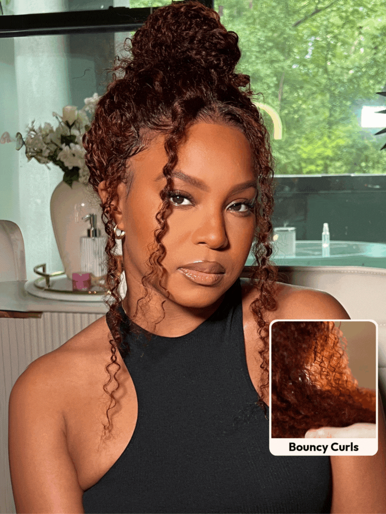UNice 7x5 Bye-Bye Knots™ Wig Glueless Lace Sunset Jerry Curly & 13x4 Pre Everything Kinky Curly for Reddish Brown Drawstring Wig With Bleached Knots