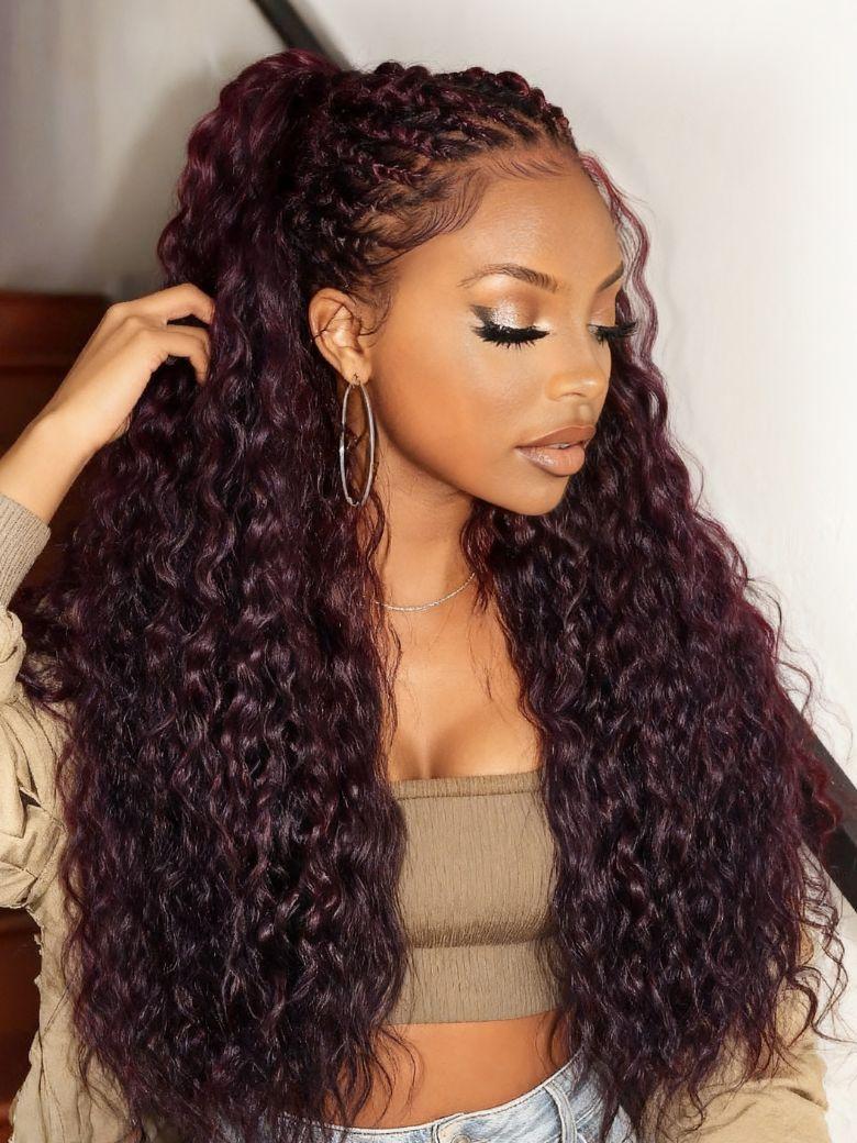 UNice 13x4 Pre-Everything™ Lace Frontal Black Cherry Water Wave Glueless Drawstring Wig
