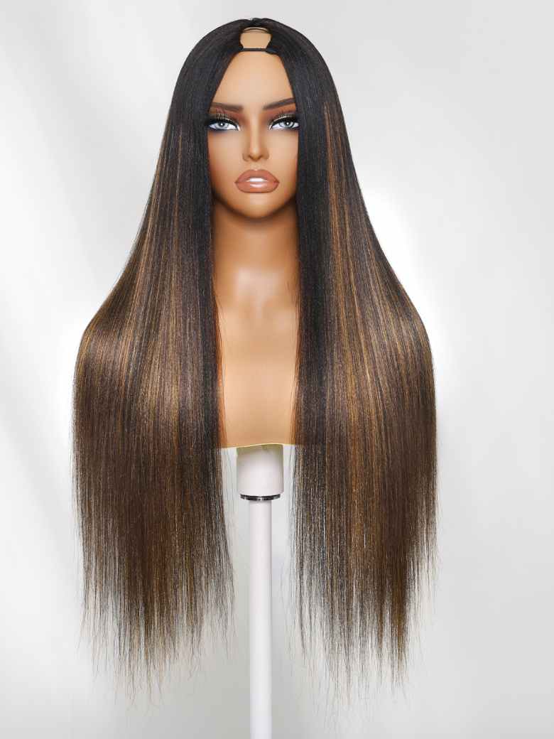 Unice Brown Hair With Highlights Body Wave Wig With Face Framing Layers Beginner Friendly V Part 150% Density