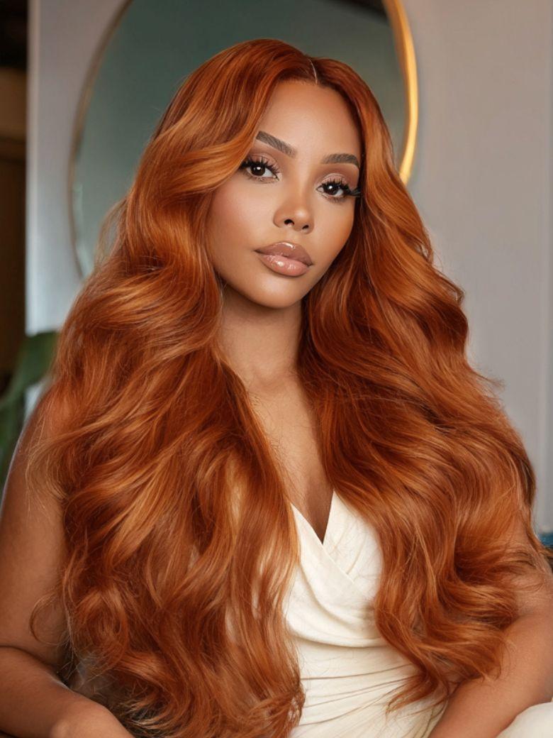 UNice 13x4 Pre-Everything™ Lace Frontal Burnt Orange Ombre Body Wave Ginger Color Drawstring Glueless Wig
