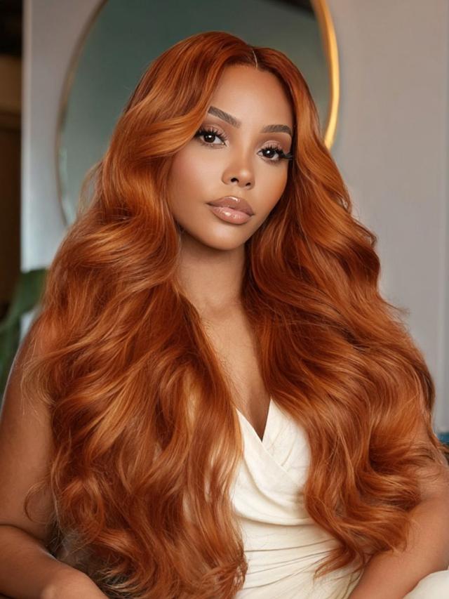 UNice 13x4 Pre-Everything™ Lace Frontal Burnt Orange Ombre Body Wave Ginger Color Drawstring Glueless Wig