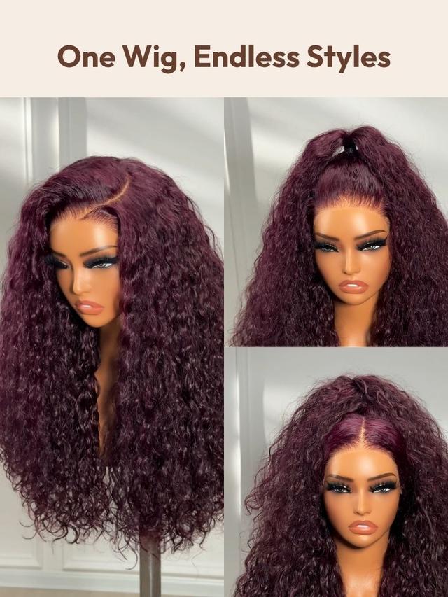 UNice 13x4 Pre-Everything™ Lace Frontal Black Cherry Water Wave Glueless Drawstring Wig