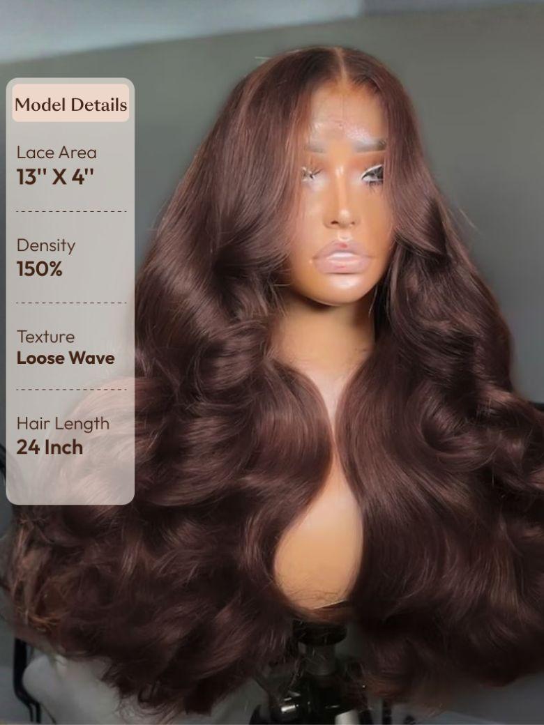 UNice 13x4 Pre-Everything™ Lace Frontal Auburn Brown Loose Wave& Water Wave Wig with Invisi Drawstring & Face Framing Layers 150% Density