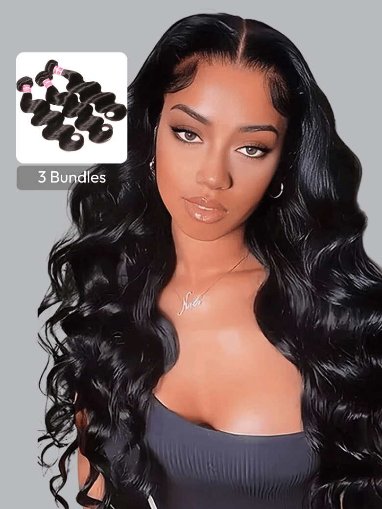 UNice 5x5 Clear HD Lace Closure With Body Wave 3Pcs Bundles