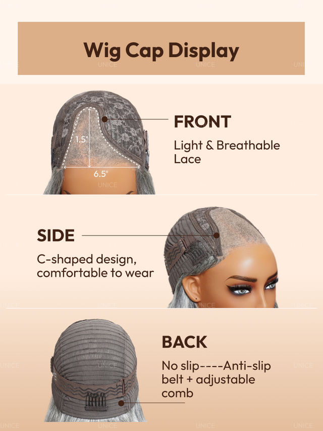 UNice Bossy-Chic Salt and Pepper Side Part Blowout Layered Bob Glueless Wig 6.5x1.5 Lace