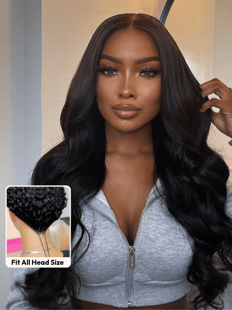 UNice EasiContour V Part Glueless Natural Black Glueless Body Wave Wig
