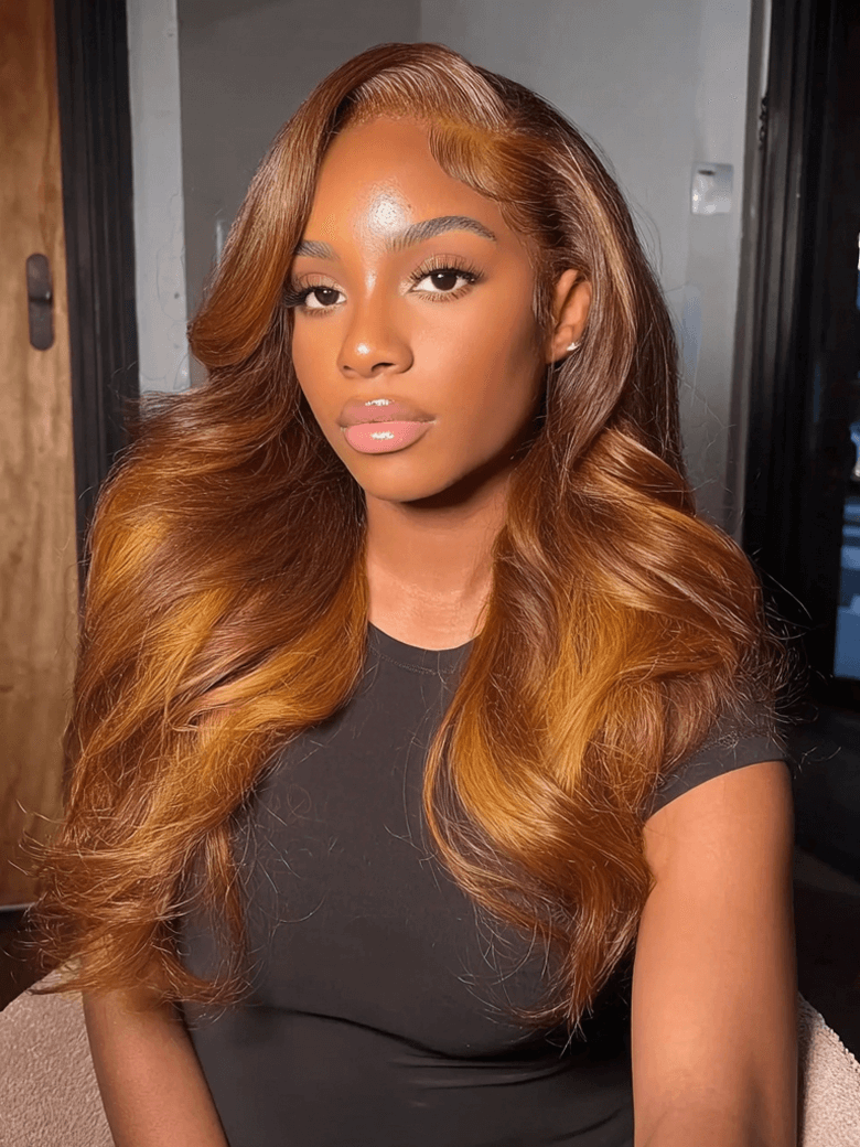 UNice 13x4 Pre-Everything™ Lace Frontal Burnt Orange Ombre Body Wave Ginger Color Drawstring Glueless Wig