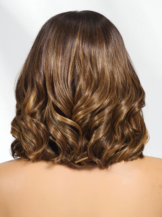 UNice 13x4 Pre-Everything™ Lace Frontal Brown With Honey Blonde Face-Framing Highlights Wavy Bob Drawstring Wig