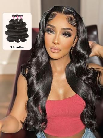 UNice 3Pcs Remy Hair Body Wave Bundles with Lace Closure