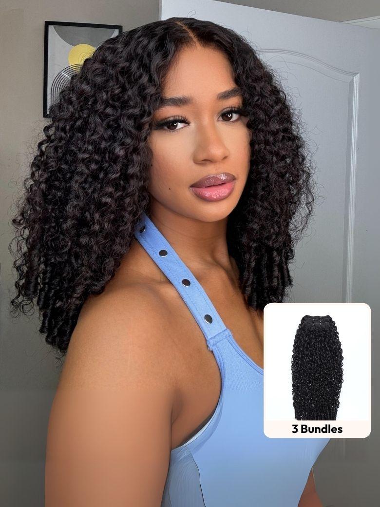 UNice 3 Pc/pack Burmese Curly Human Hair 3 Bundles With Twist Out Ends