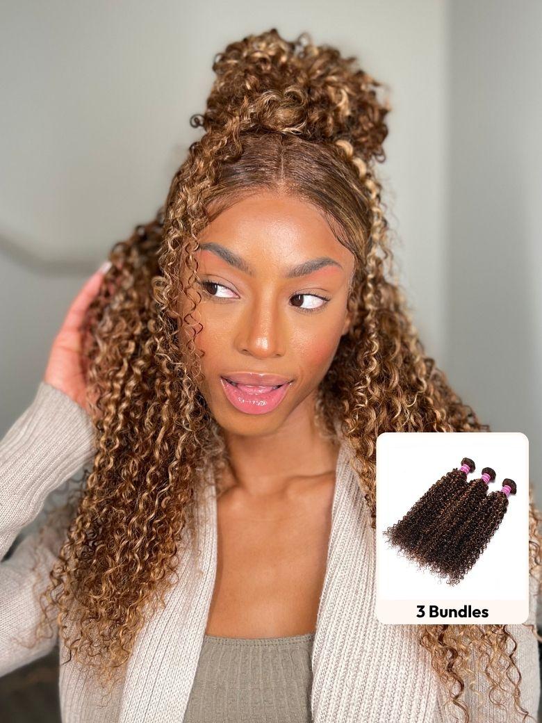 UNice Trending Curly Hair TL412# Color 3 Pieces Human Hair Weave On Sale