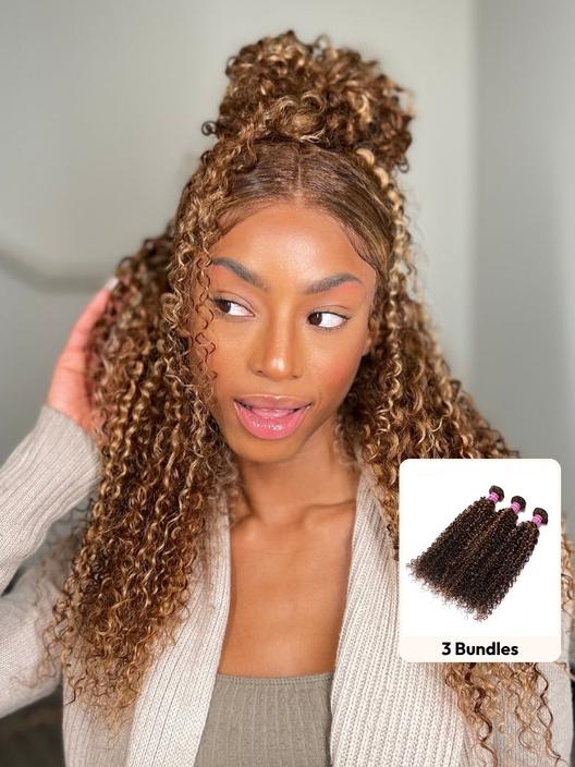 UNice Trending Curly Hair TL412# Color 3 Pieces Human Hair Weave On Sale