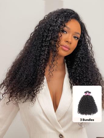 UNice Hair 3 Bundles Peruvian Jerry Curly Human Hair Weave