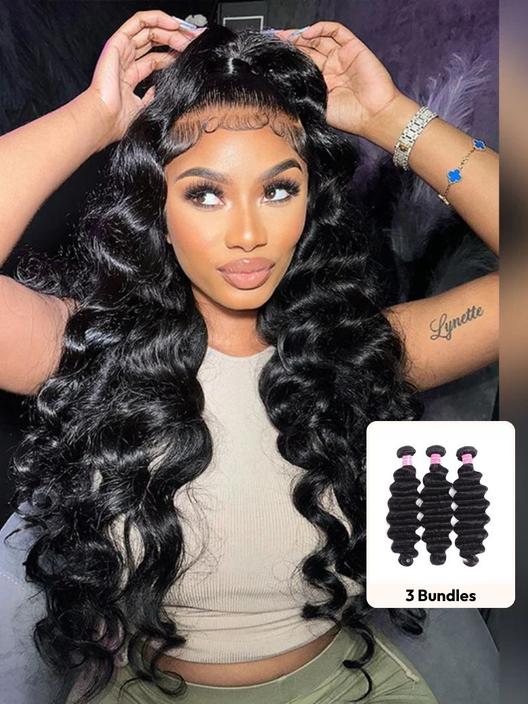 UNice Loose Deep Wave Human Hair 3 Pcs Bundles