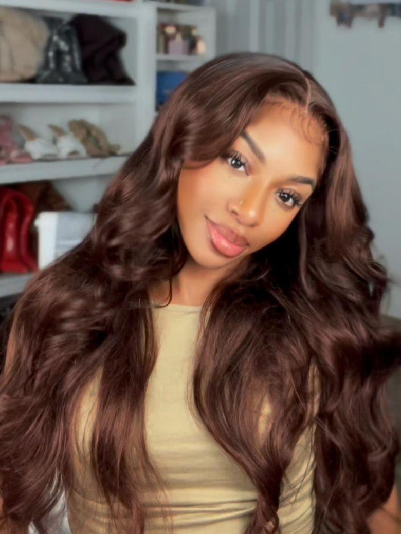 UNice Bye-Bye Knots 7x5 Lace Water Wave Black Wig With Golden Brown Highlights