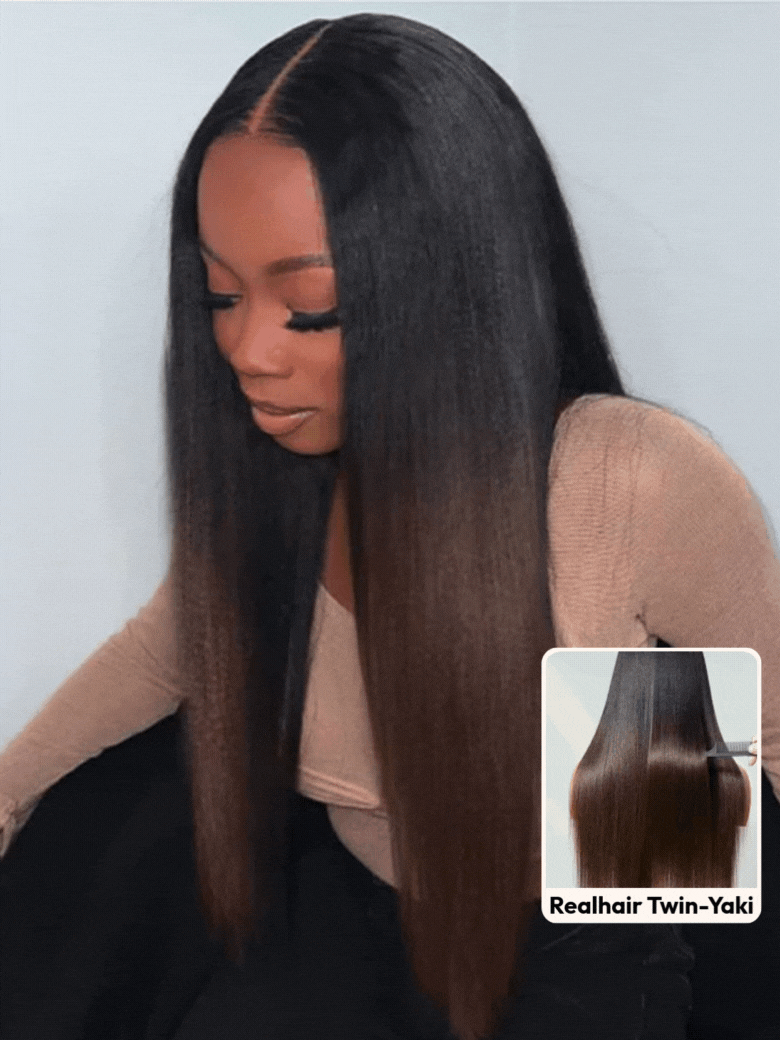 UNice 13x4 Pre-Everything™ Lace Frontal Balayage Highlights Yaki Straight Drawstring Wig