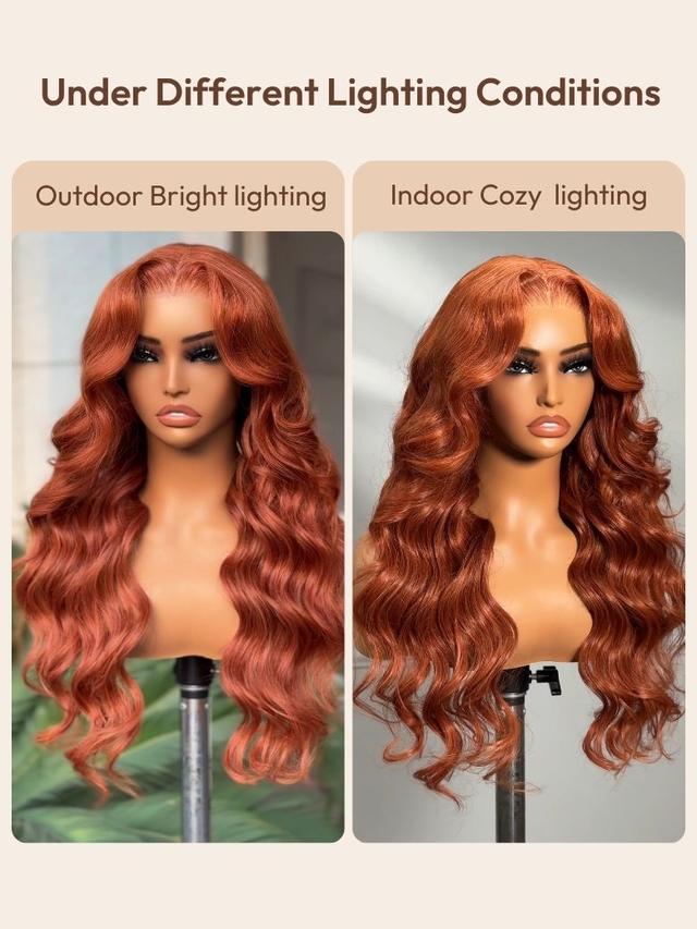UNice 13x4 Pre-Everything™ Lace Frontal Burnt Orange Ombre Body Wave Ginger Color Drawstring Glueless Wig
