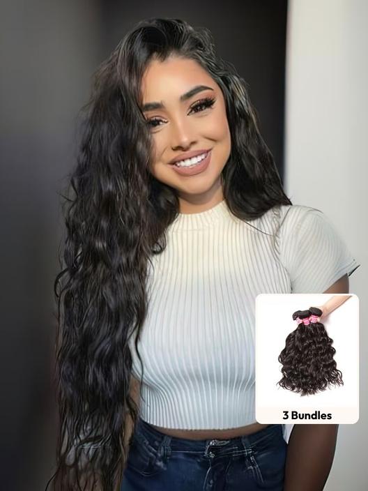 UNice Natural Wave Texture Human Hair 3Pcs Bundles