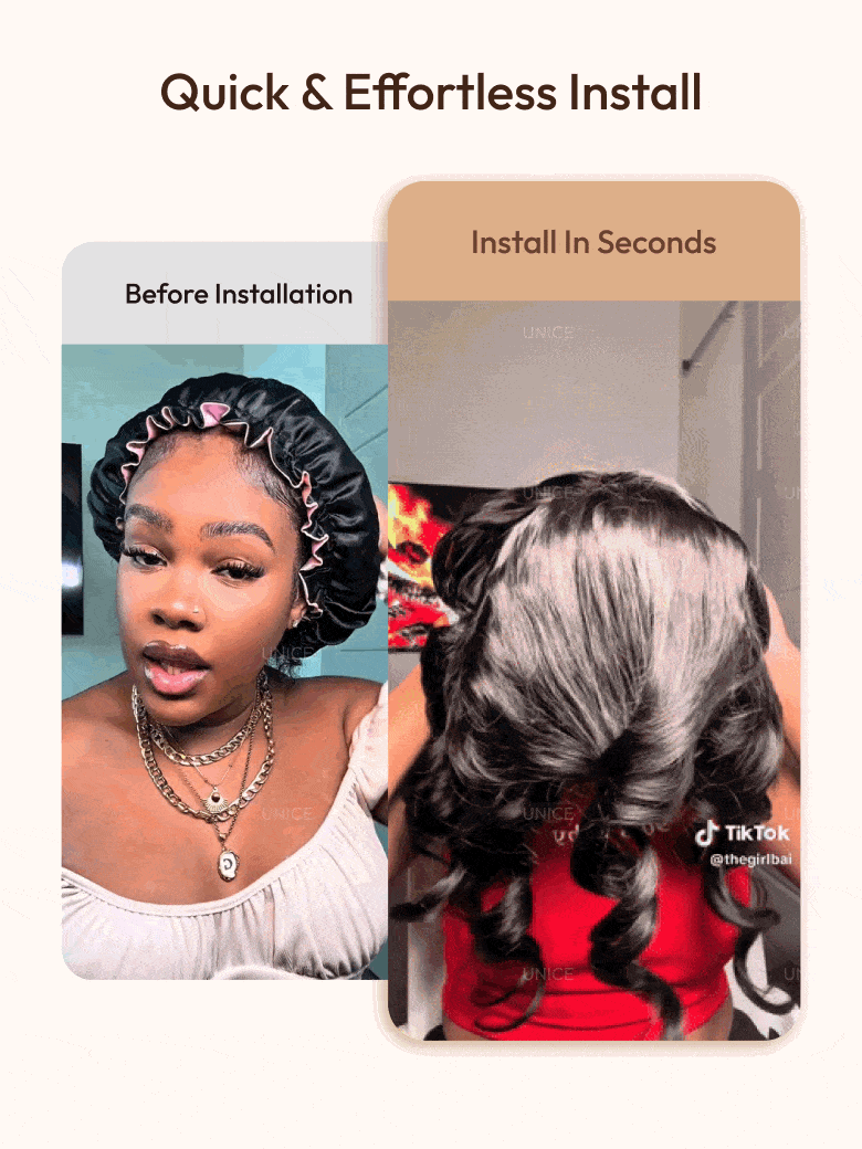 UNice 7x5 Bye-Bye Knots™ & 13x4 Pre-Everything™ Lace Frontal Black Fluffy Natural Loose Wave Curtain Bangs Wig