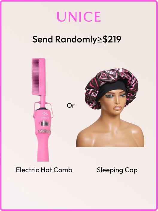 UNice Special Gift Free Electric Hot Straightening Comb Or Pink Silk Robe