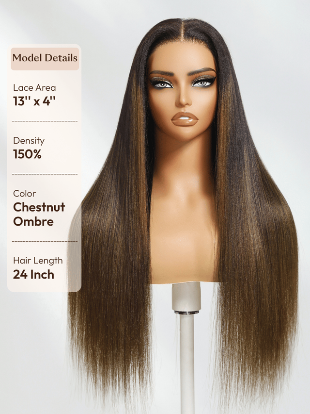 UNice Bye Bye Knots™ Wig 7x5 Glueless Lace Black Yaki Straight Wig With Elastic Drawstring 360 Cozy Hug