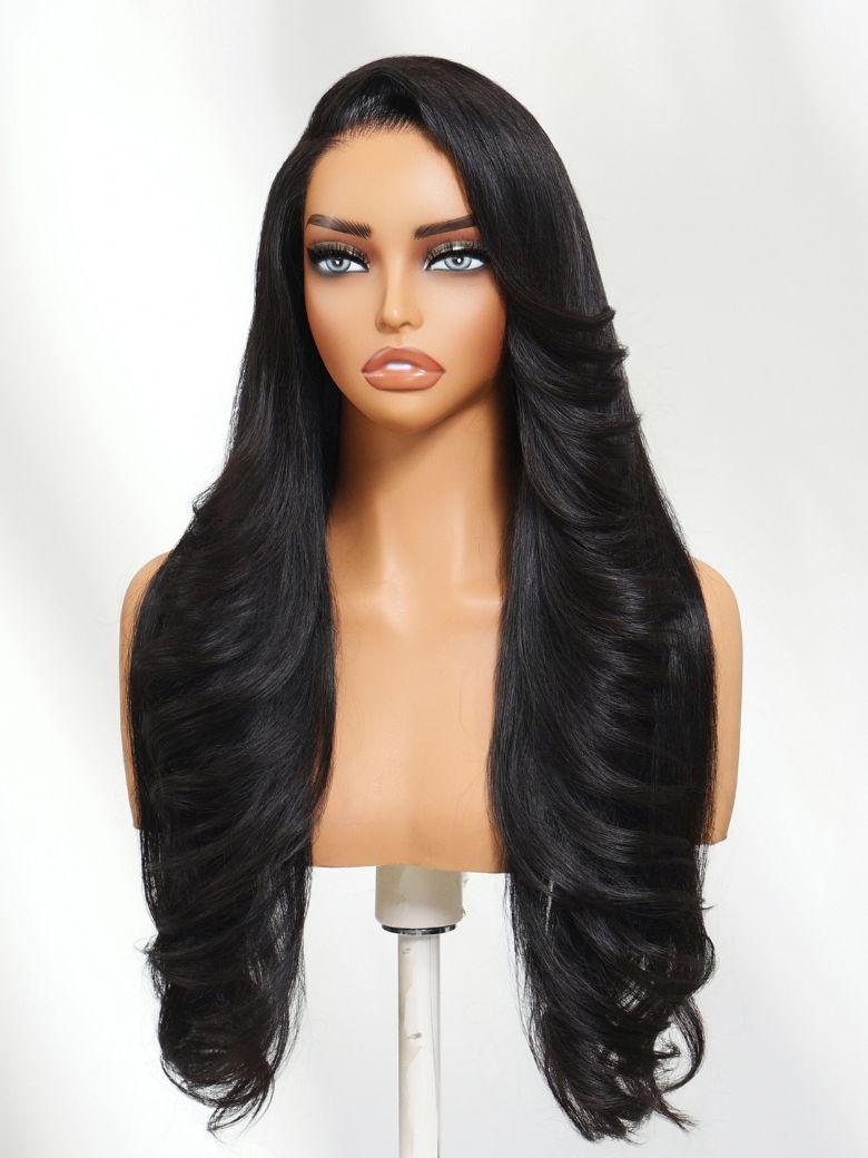 UNice Feather Cut with Side Swept Bangs13x4 Pre-Everything™ Lace Frontal Natural Black Drawstring Wig