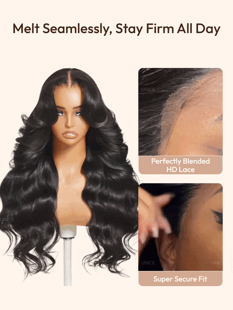 UNice 13x4 Pre-Everything™ HD Lace & Transparent Lace Front Pull And Go 3D Body Wave Wig Real Ear To Ear With Invisi Drawstring Wig