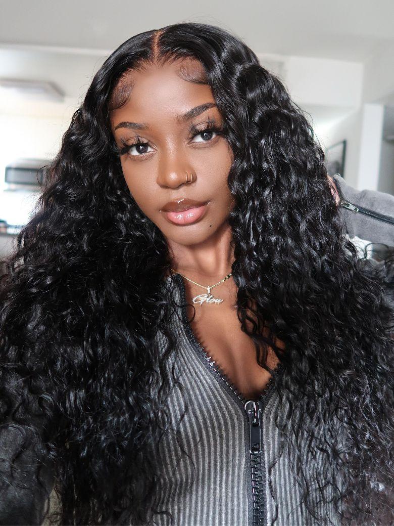 Invisi Drawstring Bye-Bye Knots 7x5 Lace Stunning Black Natural Wavy Wig 150% Destiny