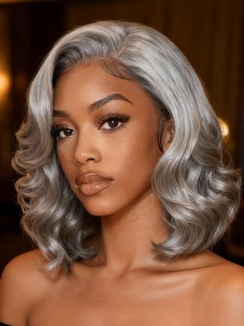 UNice Boss-Vibe Salt and Pepper Blowout Layered Bob Glueless Wig 6.5x1.5 Side Part Lace