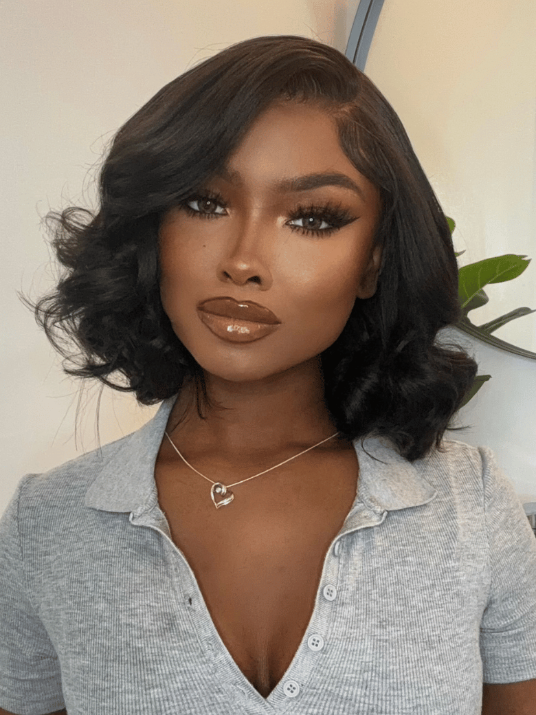 7x5 Bye Bye Knots™ Wig Black Yaki Bob Glueless Bleached Knots Wig With Drawstring