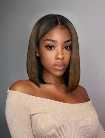Unice Bye-Bye Knots 7x5 Lace Black to Chestnut Brown Ombre Yaki Bob Wig