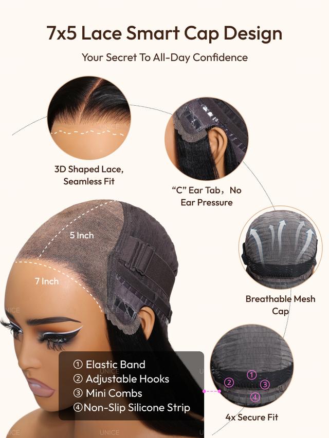 UNice Bye-Bye Knots 7x5 Lace Water Wave Wig With Twist Out Ends