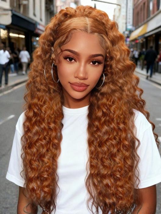 UNice 13x4 Pre-Everything™ Lace Frontal Pumpkin Spice Side Part Loose Wave Drawstring Wig with Face Framing Layers