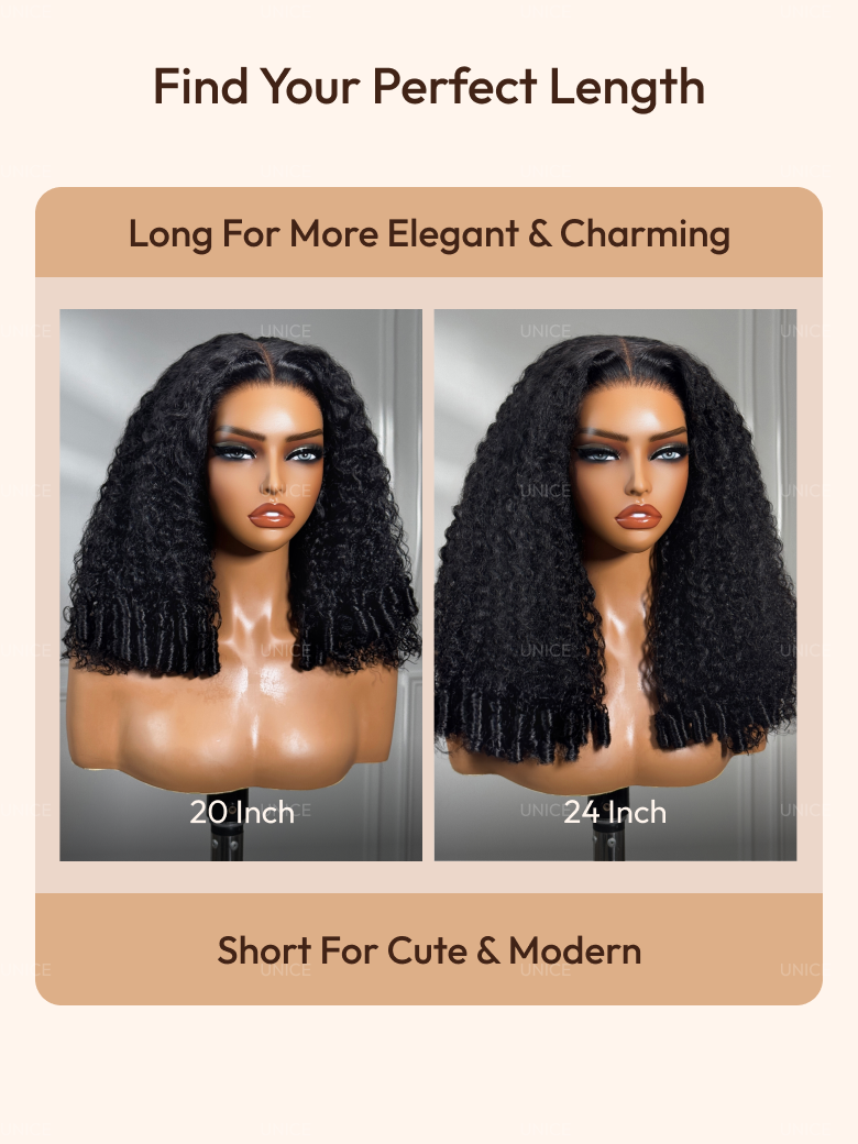 UNice 7x5 Bye-Bye Slip & 13x4 Pre-Everything Curly Texture Premium Hair Drawstring Wig With Finger Coil Ends