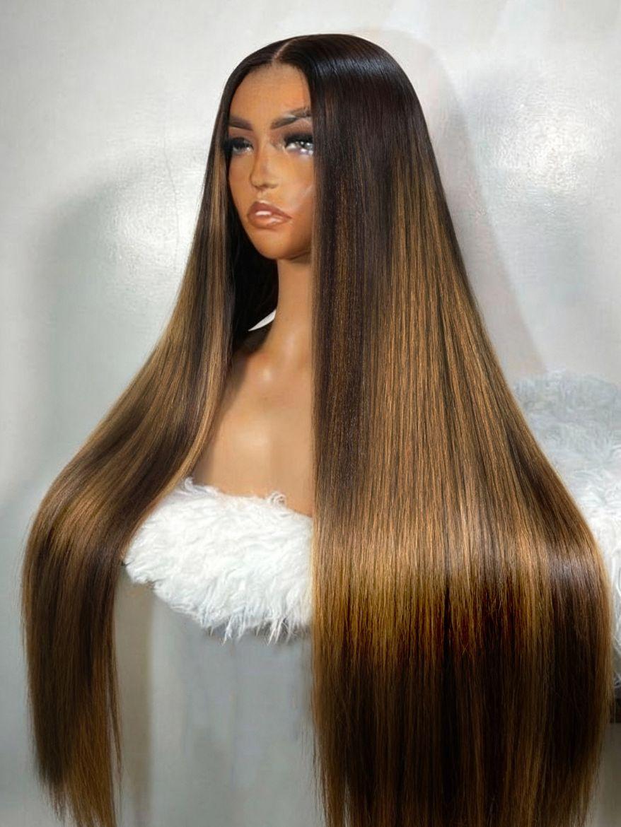UNice Balayage Highlights 100% Human Hair 13x4 Pre-Everything™ Lace Frontal Yaki Straight Drawstring Wig