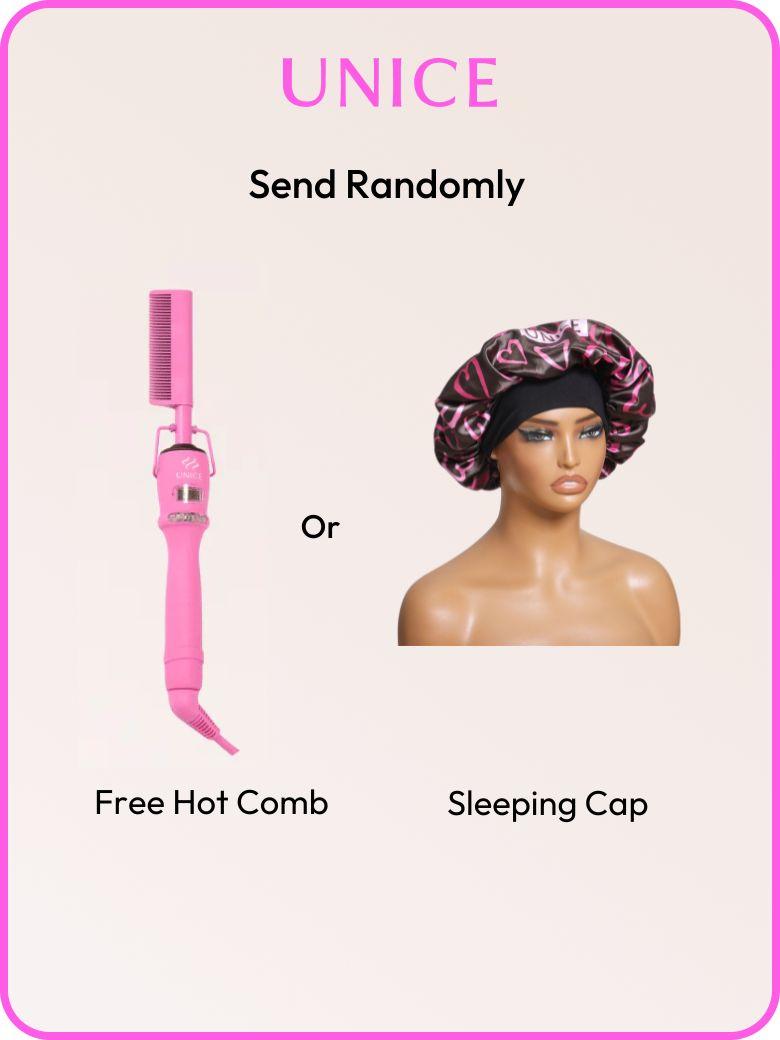 UNice Special Gift Free Electric Hot Straightening Comb Or Pink Silk Robe