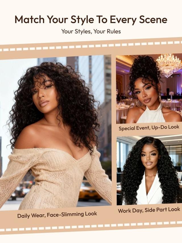 UNice 7x5 Bye-Bye Knots™ & 13x4 HD Lace Put On And Go Glueless Water Wave Grip Wig With Secure Silicone Strips and Drawstring With Baby Hair