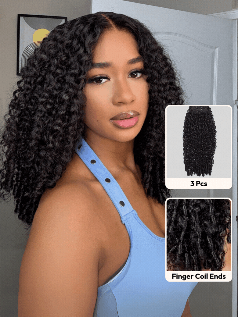 UNice 3 Pcs/pack Burmese Curly Human Hair 3 Bundles With Twist Out Ends