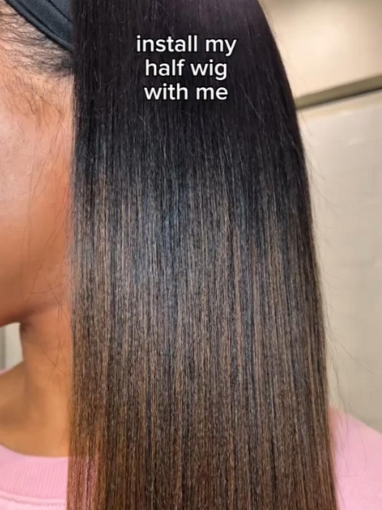 [24"=$85] Chestnut Brown Ombre Low Maintenance Put On And Go Yaki Straight Headband Human Hair Wig