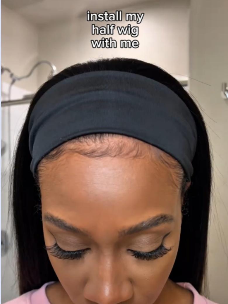 [24"=$85] Chestnut Brown Ombre Low Maintenance Put On And Go Yaki Straight Headband Human Hair Wig